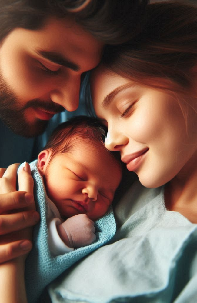 Newborn baby cradled by parents, a testament to the successful fertility treatments at Wellness at Umra