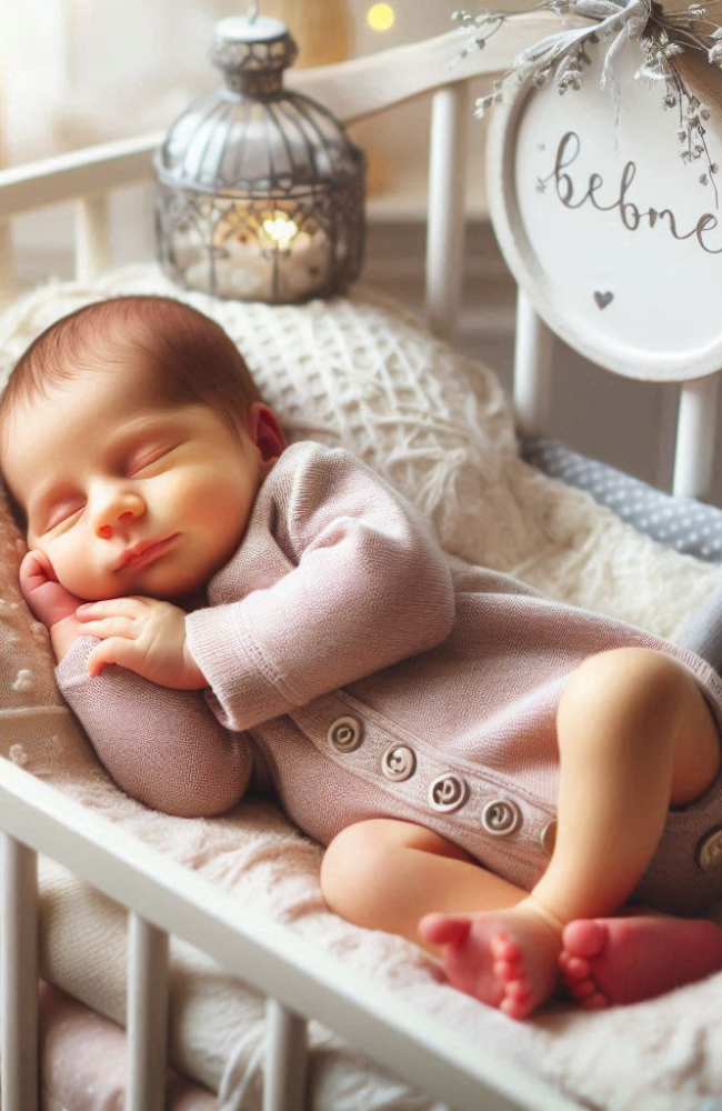Newborn baby resting peacefully in a home crib, a dream realized through Wellness at Umra’s fertility treatments.